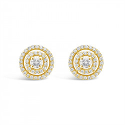 3 Row Diamond Pave Set Earrings In 18ct Yellow Gold. Tdw 0.80ct